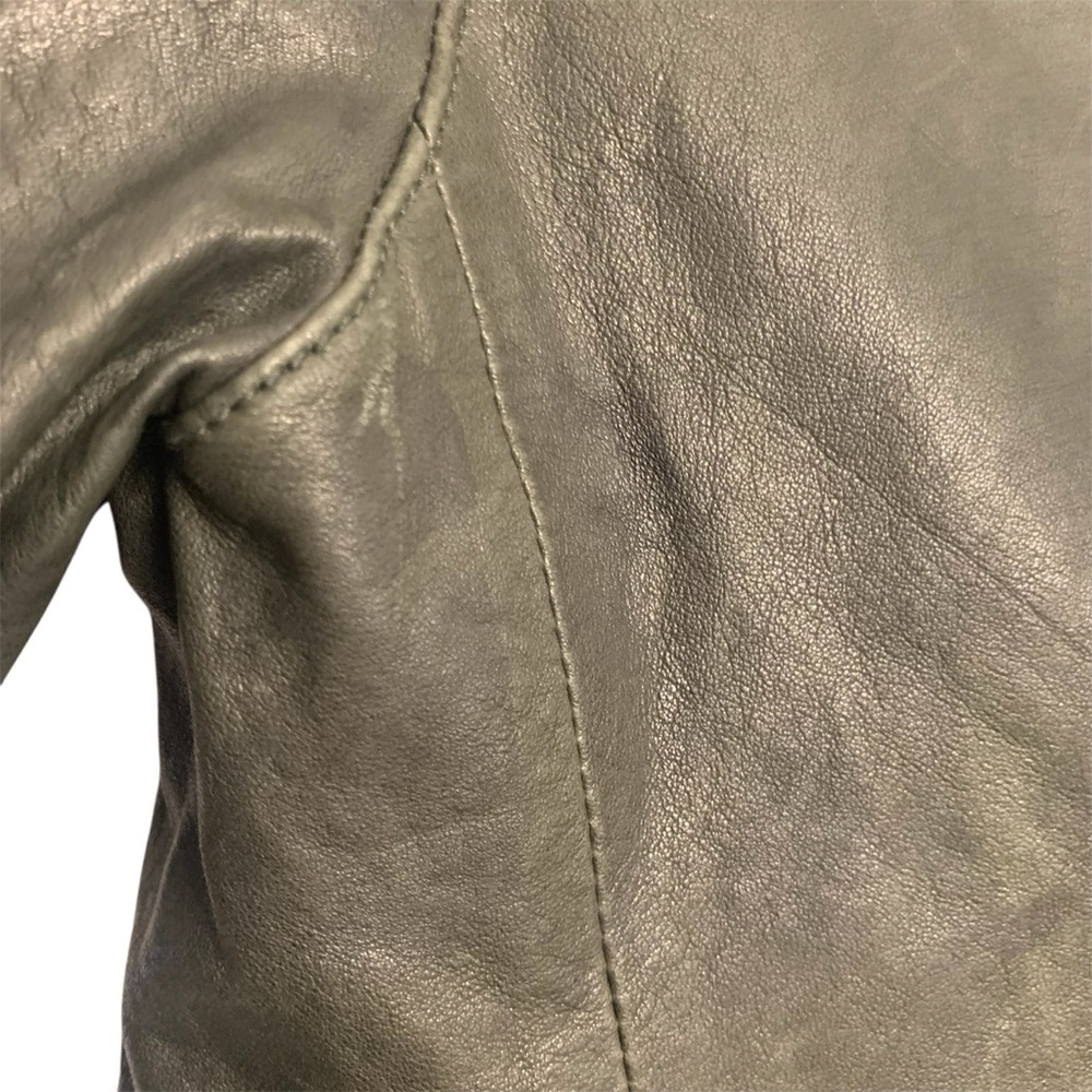 Club Monaco Dark Green Lamb Leather Moto Biker Jacket Size Small - Picture 16 of 16